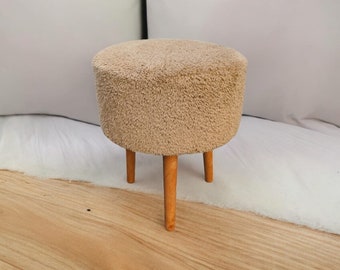 Pouf decorativo moderno marrone - Elegante mobile da salotto con gambe in legno, poltrona ottomana, pouf da giardino, pouf minimalista