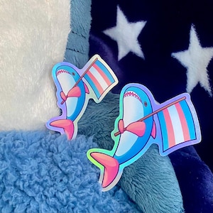 Trans Holographische Blahaj Pride Sticker