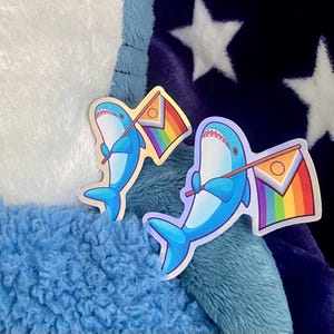 Fortschritt Holographisch Blahaj Pride Sticker