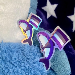 Fierté Blahaj holographique asexuée Sticker