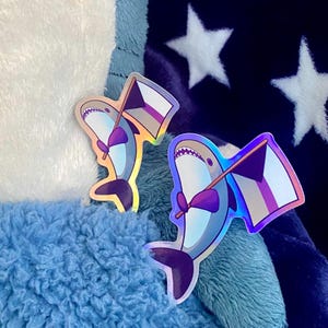 Fierté Blahaj holographique demisexuelle Sticker