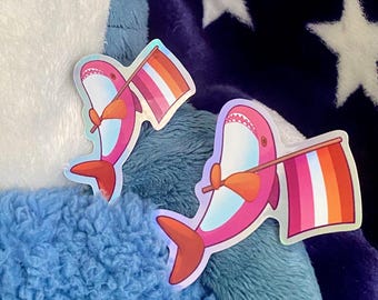 Lesbian Holographic Blahaj Pride Sticker