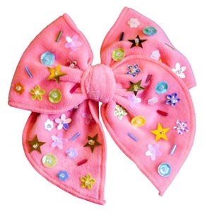 Whimsical Pink Sequin Bow Hair Clip