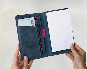 Funda de cuero personalizada para chequera, portachequera de negocios, cartera ejecutiva para chequera, regalo para pequeñas empresas, cartera larga delgada grabada