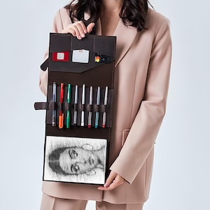 Portfolio per artisti, Portfolio per schizzi, Regali per artisti, Album per schizzi per artisti con nome, Album per schizzi in pelle con monogramma, Regalo per artisti