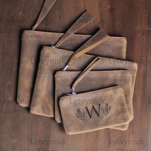 Bolso de piel, Bolso de mano de piel, Bolso de mano personalizado, Bolso de mano de piel para mujer, Juego de bolsos planos de piel, Estuche de maquillaje