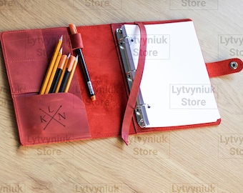 Leather 3 ring binder softcover, Leather 3 ring binder 8.5 x 11, Refillable binder, Personalized binder cover, A5 3 ring binder custom