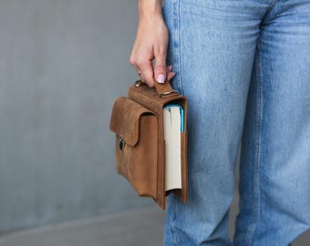 Leather book bag a5, Book cover hand bag, Crossbody book bag women, Book reader gifts, Book bag with shoulder strap, Book handbag