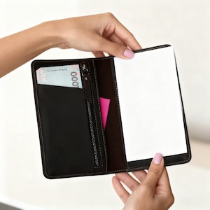 Funda de chequera de cuero personalizada, Cartera de chequera de cuero, Portachequera personalizado, Estuche de chequera de cuero, Cartera larga grabada