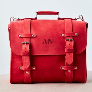 Rote Ledertasche handgefertigt, rote Umhängetasche, rote Aktentasche, Aktentasche für Frauen, Crossbody Messenger Bag Frauen, Laptop Messenger