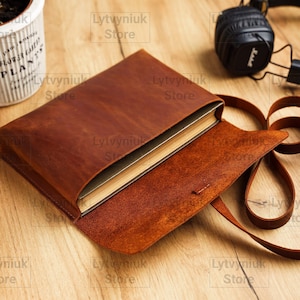 Leather book sleeve cover, Book lover gift for women, A5 book sleeve, Large book sleeve, Personalized book sleeve for books, Reader gift