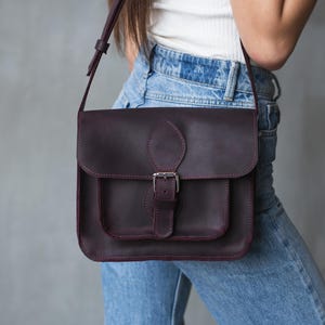 Bolso de piel burdeos, Bolso bandolera pequeño para mujer, Monedero pequeño tipo cartera, Bolso bandolera tipo cartera, Bolsos pequeños burdeos, Cartera tipo cartera burdeos de piel