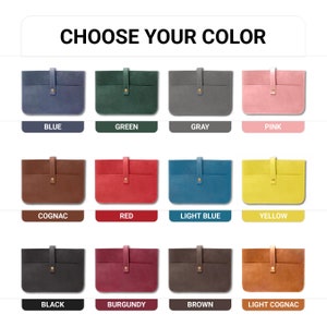 K&ouml;nnte beinhalten: Eine Farbkarte mit 12 verschiedenen Lederfarben f&uuml;r ein Produkt. Die Farben sind: Blau, Gr&uuml;n, Grau, Rosa, Cognac, Rot, Hellblau, Gelb, Schwarz, Burgunder, Braun und Hellcognac.