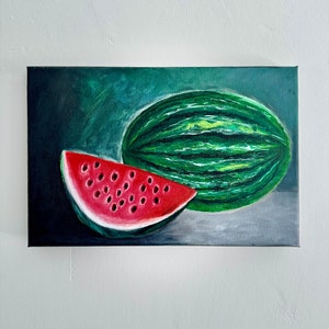 Watermelon painting | Original Acrylic Painting |12x8 inches | Fruit Painting | Kitchen Wall Decor | Unique Art | Fruits  | Handmade