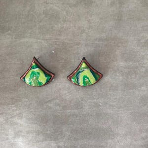 Polymer Clay Green and Copper ‘Evie’ Stud Earrings