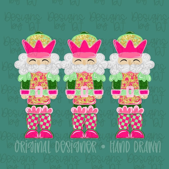 Preppy Nutcracker Png Christmas Shirt Png Hand Drawn Png Christmas Png Coquette Christmas Faux Glitter Png Merry Christmas Png Santa Png