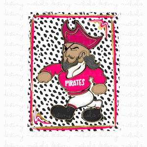 Preppy Pirate Mascot PNG w/ Pocket | Hand Lettering | School Sports Logo Design | Digital Download | Football | Baseball | Basketball