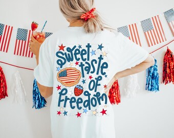Sweet Taste of Freedom | Patriotic PNG | Southern PNG | Country | Red White Blue | Digital Download | Preppy | Hand Drawn | America