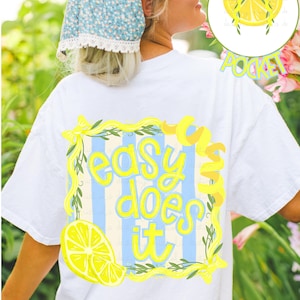 Easy Does It PNG / Descarga digital / Verano brillante PNG / Limones / Neones / Preppy / Dibujado a mano / Letras a mano