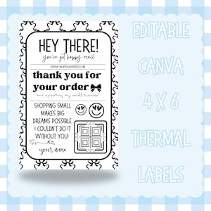 Thermal Pick Up Label | Digital Download | Small Business PNG | 4x6 Thermal Printer | Thank you for your order