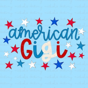 Gigi estadounidense PNG / 4 de julio / Día del Trabajo / Día de los Veteranos / Descarga digital / Estrellas y rayas / Letra dibujada a mano / EE. UU. PNG