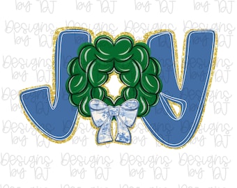 Joy Grandmillenial Png, Hand Drawn Png, Preppy, Christmas, Coquette Christmas, Bow Png, Faux Glitter Png, Merry Christmas Png, Brushstroke