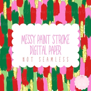 Red, Pink & Gold Digital Paper | Hand Drawn Messy Paint