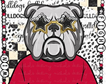 Bulldogs Charm Mascot PNG | Hand Drawn | School Preppy Charm | Digital Download | Football | Go Dawgs | Trending | DTF | Mascot