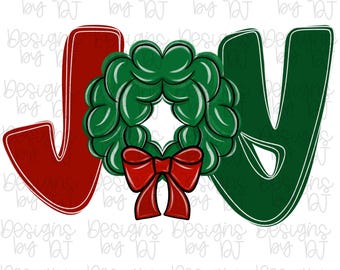 Joy Wreath Png, Hand Drawn Png, Preppy, Christmas, Coquette Christmas, Bow Png, Merry Christmas Png, Brushstroke Png, Holly Jolly Png