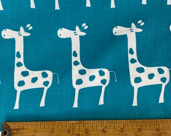 Premier Prints Home Decor Fabric Turquoise Giraffe White 2+ Yard Remnant