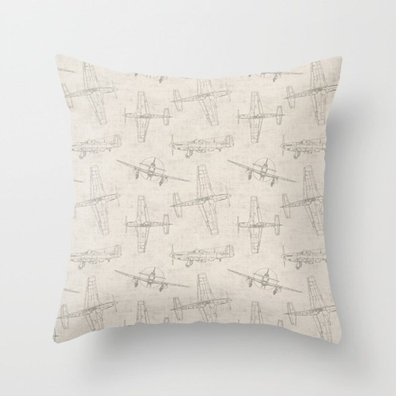 Airplane Pillow Cover Gray Pillow Throw Pillow Decorative Etsy