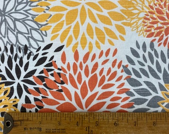 Premier Prints Home Decor Fabric Blooms Orange Brown 2 Yard Remnant