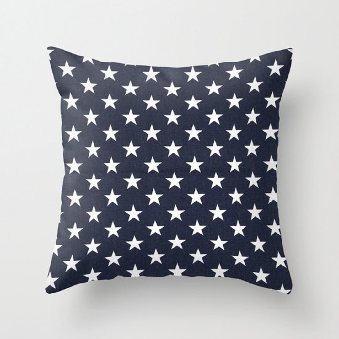 Stars Pillow Cover Navy Pillow Nautical Pillow Throw Pillow Etsy