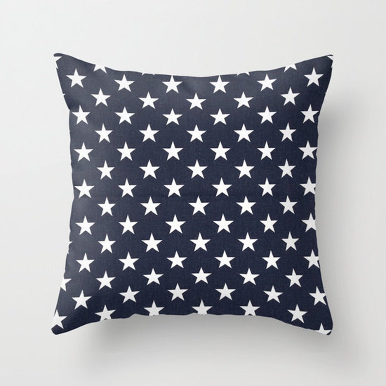 Stars Pillow Cover Navy Pillow Nautical Pillow Throw Pillow Etsy