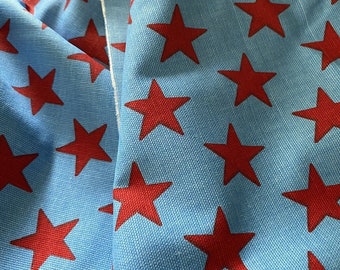 Premier Prints Home Decor Fabric Stars Blue Red 1+ Yard Remnant with Flaws