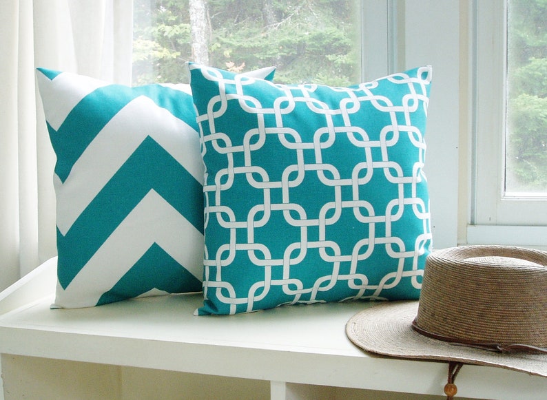 Turquoise Pillow Cover Decorative Pillow Cover Size Choice Etsy