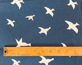 Premier Prints Home Decor Fabric Navy Blue Birds White 1+ Yard Remnant