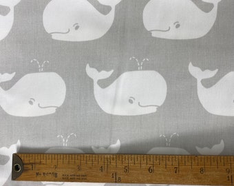 Premier Prints Home Decor Fabric Whale Gray White 2 Yard Remnant