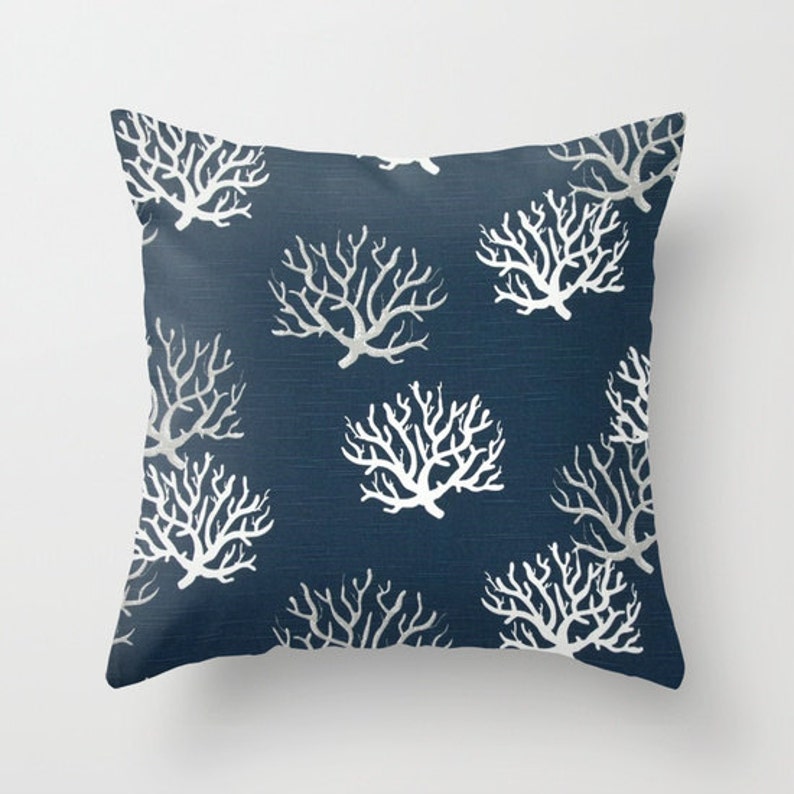 Navy Blue Pillow Covers Beach Decor Beach Pillows Decorative Etsy