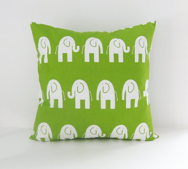 Elephant Pillow Cover Nursery Pillow Green Pillow Decorative Etsy
