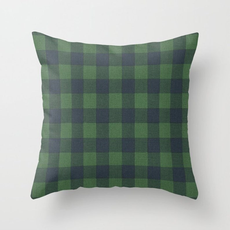 Green Navy Pillow Cover Buffalo Check Etsy