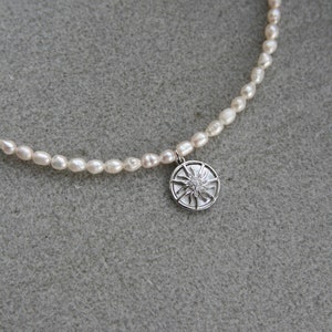 Sun Necklace, Single Pearl Necklace, String Of Pearls, Baroque Pearl Necklace, Dainty Pearl Necklace, Sunshine, Handmade Necklace