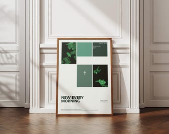 Affiche « Un nouveau verset biblique chaque matin » | Lamentations 3:22-23 | Décoration murale chrétienne | Espoir