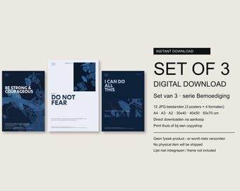 Set of 3 Bible Verse Prints | Be Strong and Courageous, Do Not Fear, I Can Do All This | Digital Download | Encouragement