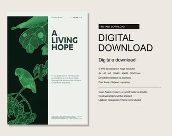 Affiche « Un verset biblique d’espérance vivante » | Téléchargement numérique | 1 Pierre 1:3 | Décoration murale chrétienne à imprimer