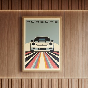 Vintage Porsche Poster - Classic Car Wall Art - Retro Sports Car Print - Porsche 911 Decor - Gift for Car Enthusiasts