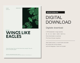 Affiche biblique « Des ailes comme les aigles » | Téléchargement numérique | Isaïe 40:31 | Décoration murale chrétienne à imprimer