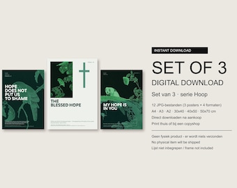Set of 3 Bible Verse Prints | Hope Does Not Put Us to Shame, The Blessed Hope, My Hope Is in You | Digital Download | Hope