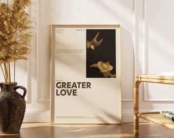 Affiche « Un plus grand amour » (Jean 15:13) | Décoration murale chrétienne | Amour