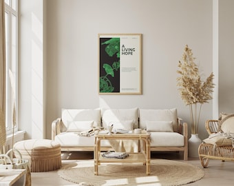 Affiche « Un verset biblique d’espérance vivante » | 1 Pierre 1:3 | Décoration murale chrétienne | Espoir